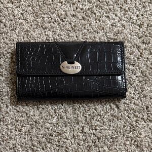 Nine West Black Croc-Embossed Wallet